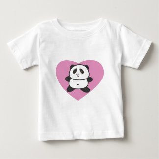 Camiseta Para Bebê Baby Panda in Pink Heart Toddlers T Shirt
