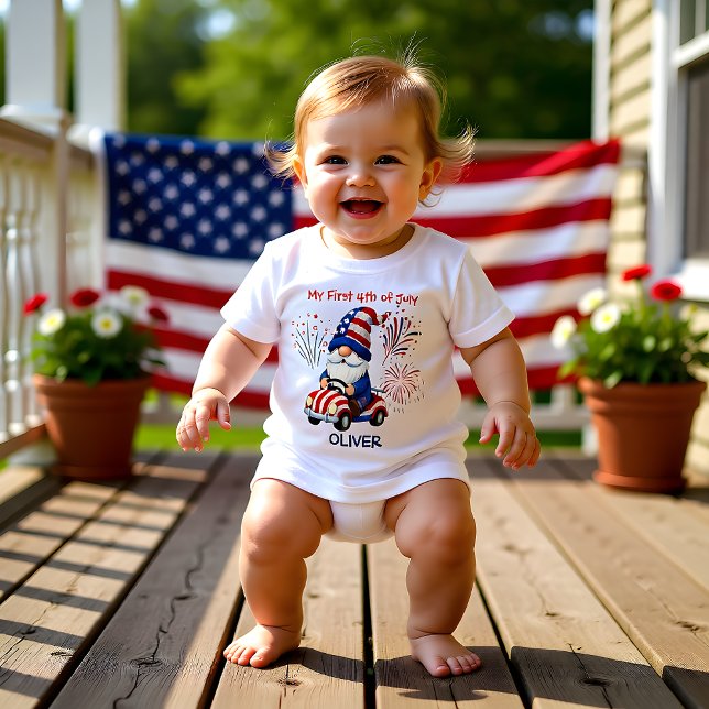 Camiseta Para Bebê Baby Patriotic Gnome First 4th July (Criador carregado)