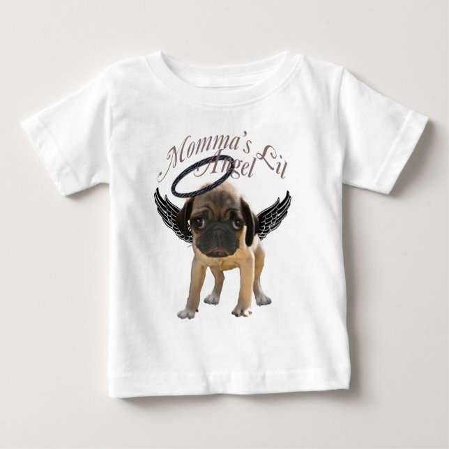 Camiseta Para Bebê Baby Pug Angel (Frente)