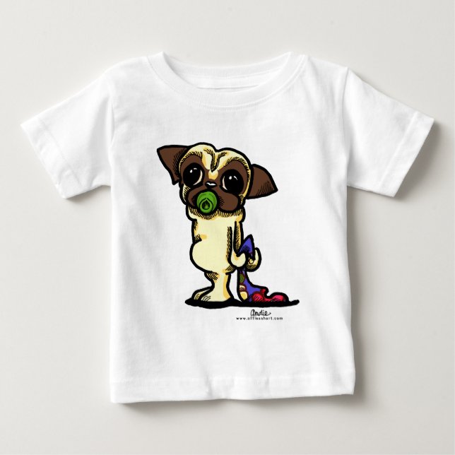 Camiseta Para Bebê baby PUG {fawn} (Frente)