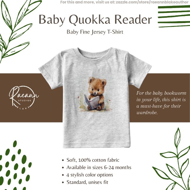 Camiseta Para Bebê Baby Quokka Reader Baby T-Shirt (Criador carregado)