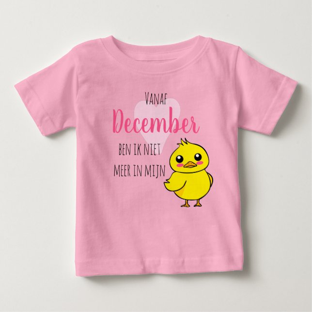 Camiseta Para Bebê Baby reveal Niet meer in mijn eendje schattig (Frente)