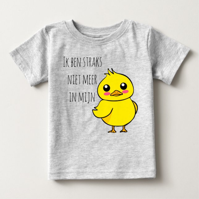 Camiseta Para Bebê Baby reveal Niet meer in mijn eendje schattig (Frente)