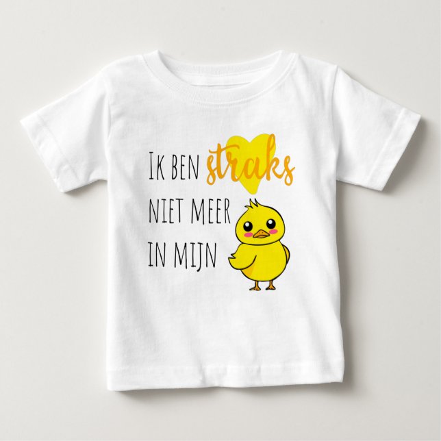 Camiseta Para Bebê Baby reveal Niet meer in mijn eendje schattig (Frente)