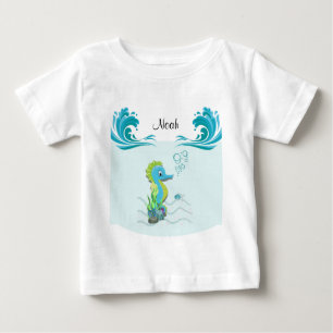 Camiseta Para Bebê Baby Seacavalo Blue Personalised Baby T Shirt