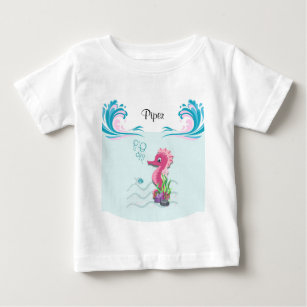 Camiseta Para Bebê Baby Seacavalo   Camiseta-bebê personalizada rosa