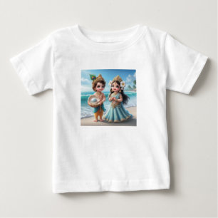 Camiseta Para Bebê Baby Shree Krishna & Radha com Diamond Divine