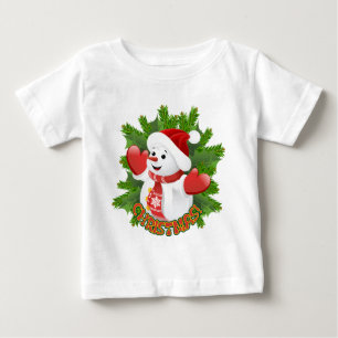 Camiseta Para Bebê Baby Snowman com Ornament Crystal Snowflakes