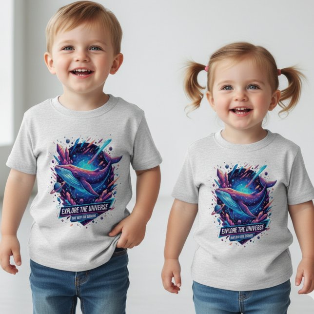 Camiseta Para Bebê Baby Space Whale Explore O Universo Tee (Criador carregado)