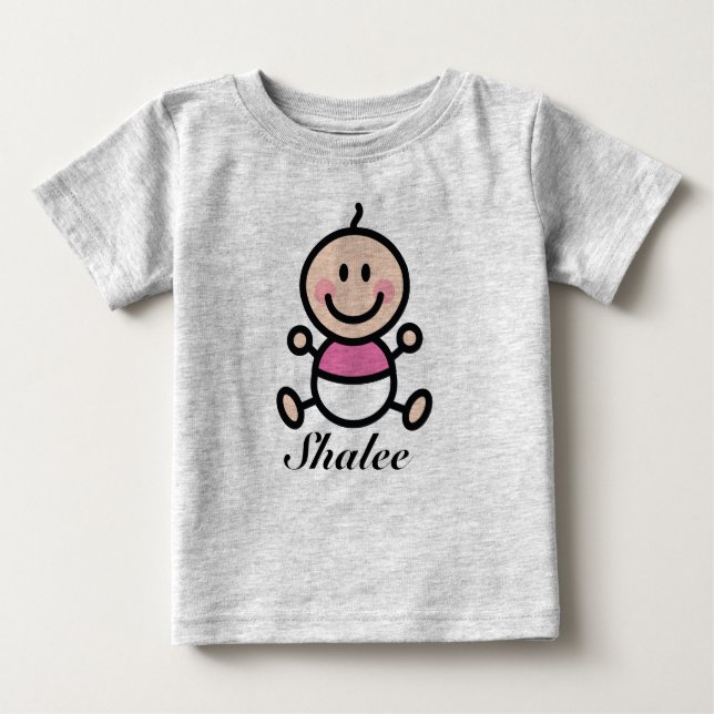 Camiseta Para Bebê Baby Stick Personalizado (Frente)