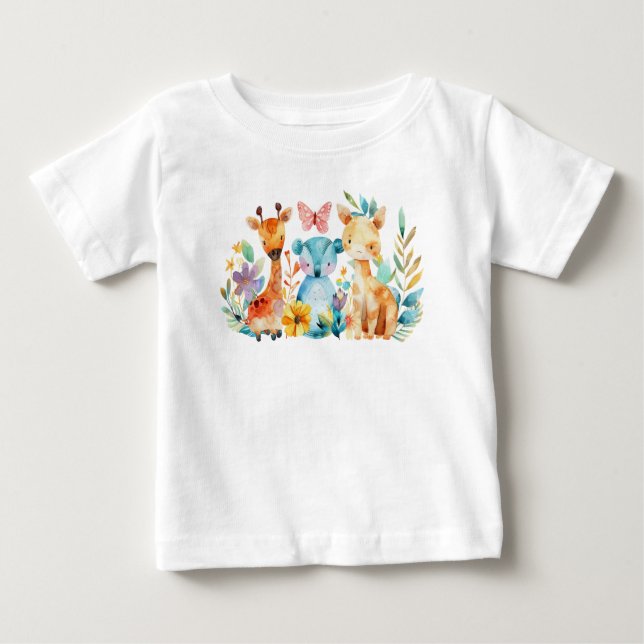 Camiseta Para Bebê Baby T Shirt Animals (Frente)