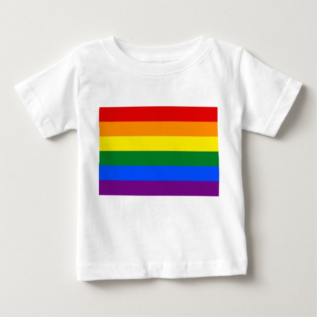 Camiseta Para Bebê Baby T-Shirt com bandeira arco-íris (Frente)