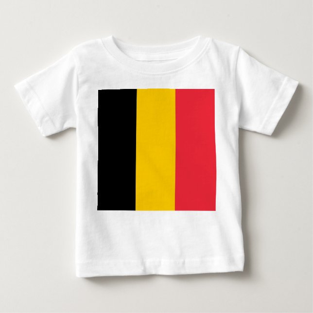 Camiseta Para Bebê Baby T-Shirt com bandeira da Bélgica (Frente)
