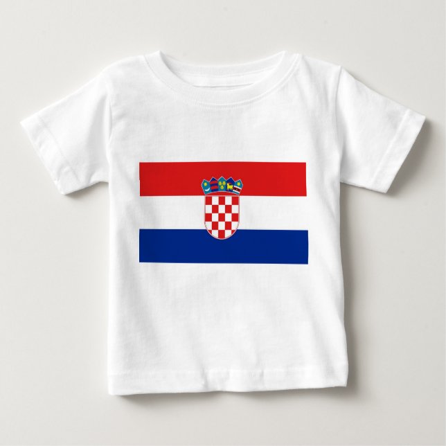 Camiseta Para Bebê Baby T-Shirt com bandeira da Croácia (Frente)