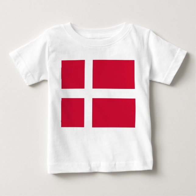 Camiseta Para Bebê Baby T-Shirt com bandeira da Dinamarca (Frente)