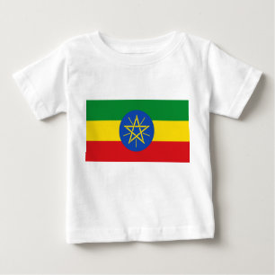 Camiseta Para Bebê Baby T-Shirt com bandeira da Etiópia