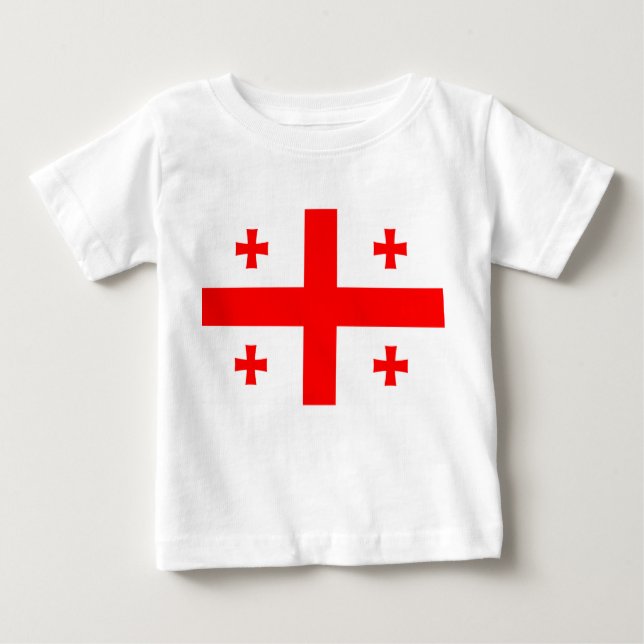 Camiseta Para Bebê Baby T-Shirt com Bandeira da Geórgia (Frente)