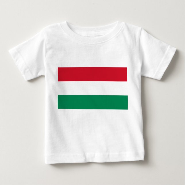 Camiseta Para Bebê Baby T-Shirt com bandeira da Hungria (Frente)