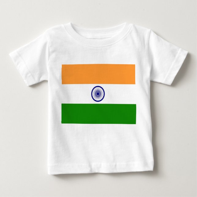 Camiseta Para Bebê Baby T-Shirt com bandeira da Índia (Frente)