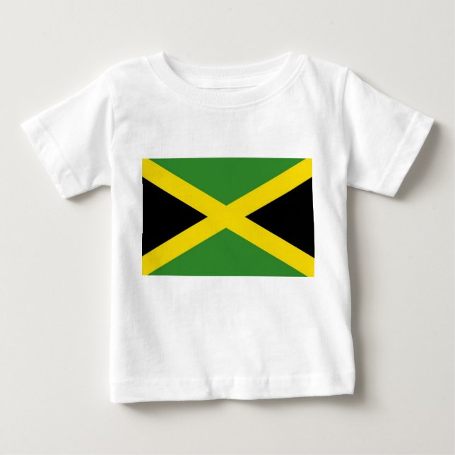 Camiseta Para Bebê Baby T-Shirt com bandeira da Jamaica (Frente)