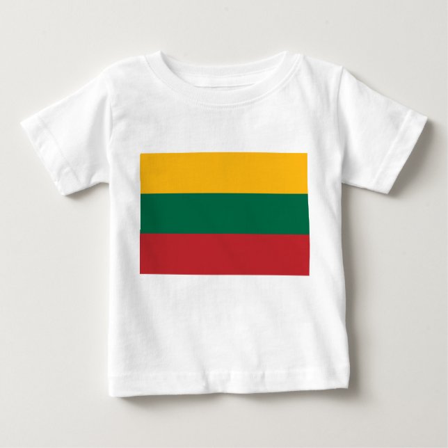 Camiseta Para Bebê Baby T-Shirt com bandeira da Lituânia (Frente)