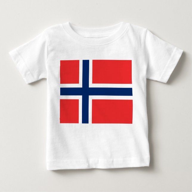 Camiseta Para Bebê Baby T-Shirt com bandeira da Noruega (Frente)