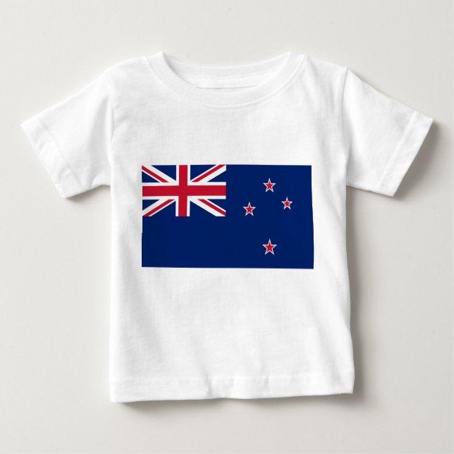 Camiseta Para Bebê Baby T-Shirt com bandeira da Nova Zelândia (Frente)