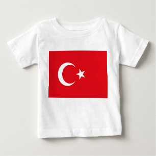 Camiseta Para Bebê Baby T-Shirt com bandeira da Turquia