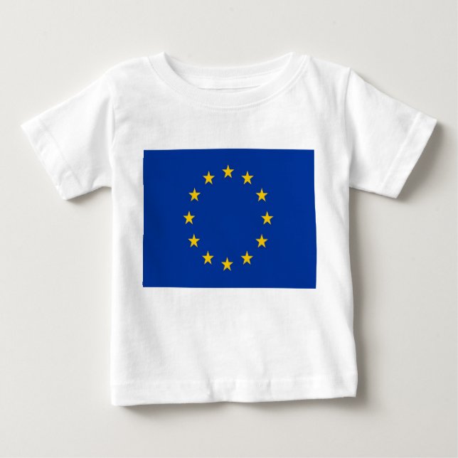 Camiseta Para Bebê Baby T-Shirt com bandeira da União Europeia (Frente)