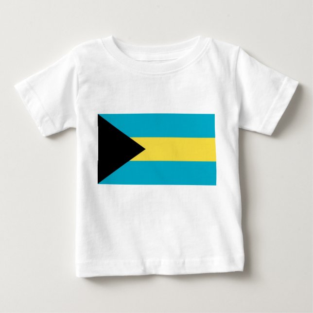Camiseta Para Bebê Baby T-Shirt com Bandeira das Bahamas (Frente)