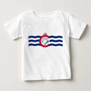Camiseta Para Bebê Baby T-Shirt com Bandeira de Cincinnati City, EUA