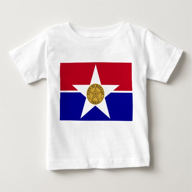 Camiseta Para Bebê Baby T-Shirt com bandeira de Dallas, EUA (Frente)