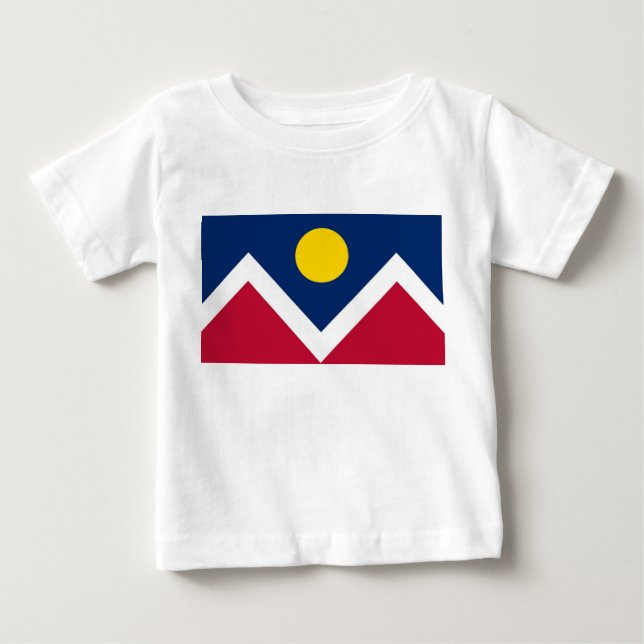 Camiseta Para Bebê Baby T-Shirt com Bandeira de Denver City, Colorado (Frente)