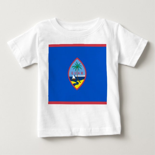 Camiseta Para Bebê Baby T Shirt com bandeira de Guam, EUA (Frente)