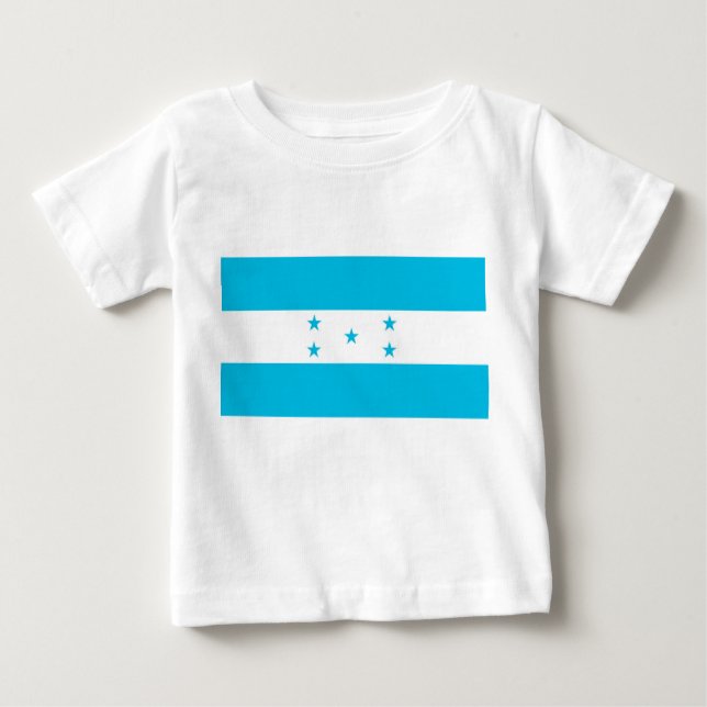 Camiseta Para Bebê Baby T-Shirt com bandeira de Honduras (Frente)