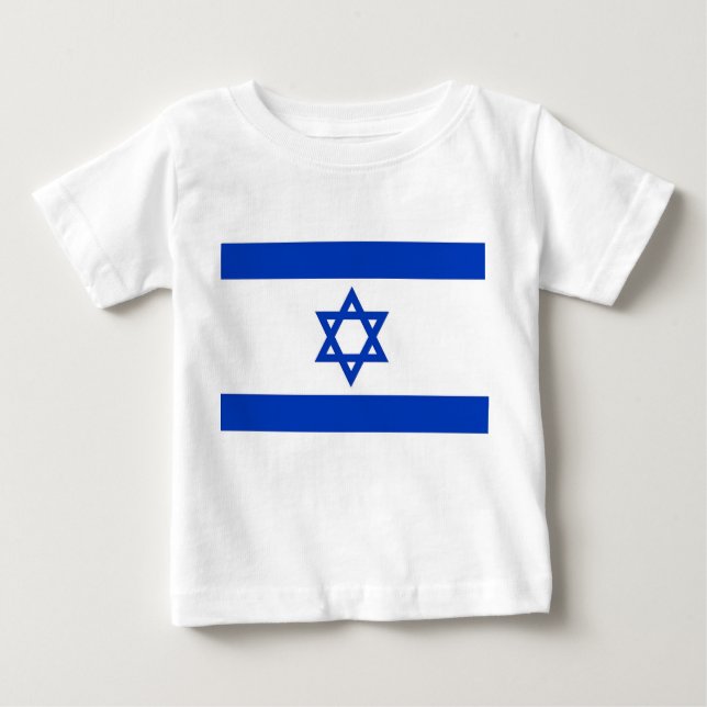 Camiseta Para Bebê Baby T-Shirt com Bandeira de Israel (Frente)