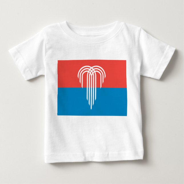 Camiseta Para Bebê Baby T-Shirt com bandeira de Kansas City (Frente)