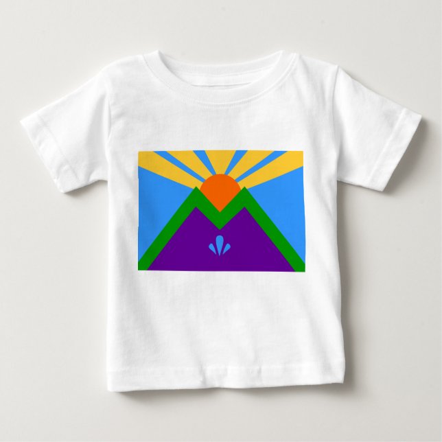 Camiseta Para Bebê Baby T-Shirt com bandeira de Primavera Manitou (Frente)