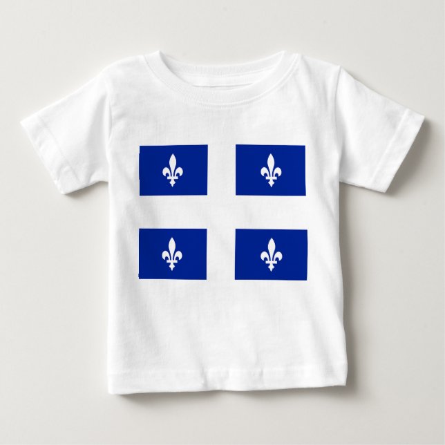 Camiseta Para Bebê Baby T-Shirt com bandeira de Quebec (Frente)