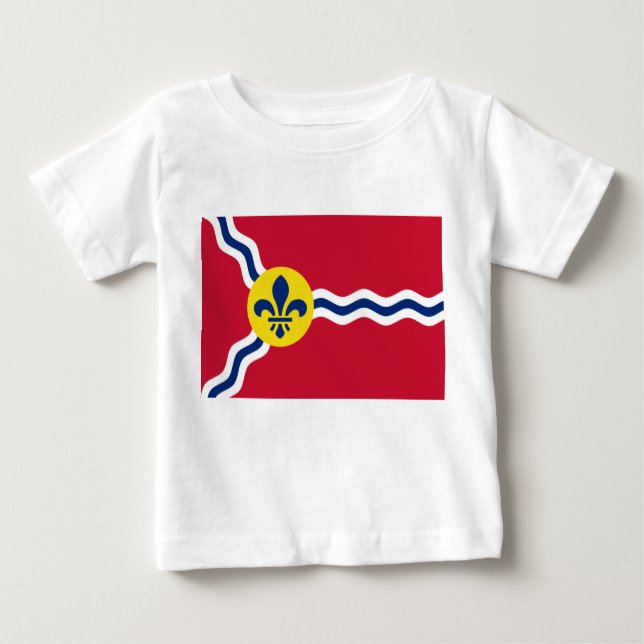 Camiseta Para Bebê Baby T-Shirt com bandeira de Rua Louis, Missouri (Frente)