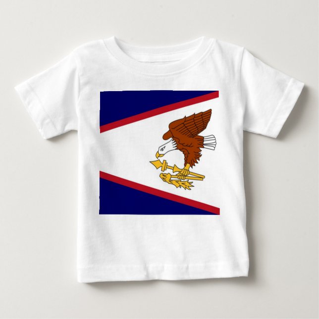 Camiseta Para Bebê Baby T-Shirt com bandeira de Samoa Americana (Frente)