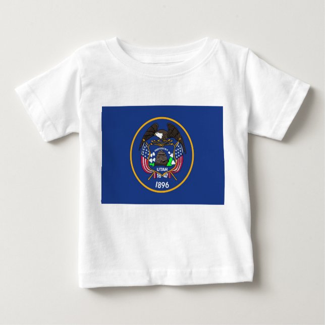 Camiseta Para Bebê Baby T Shirt com bandeira de Utah (Frente)
