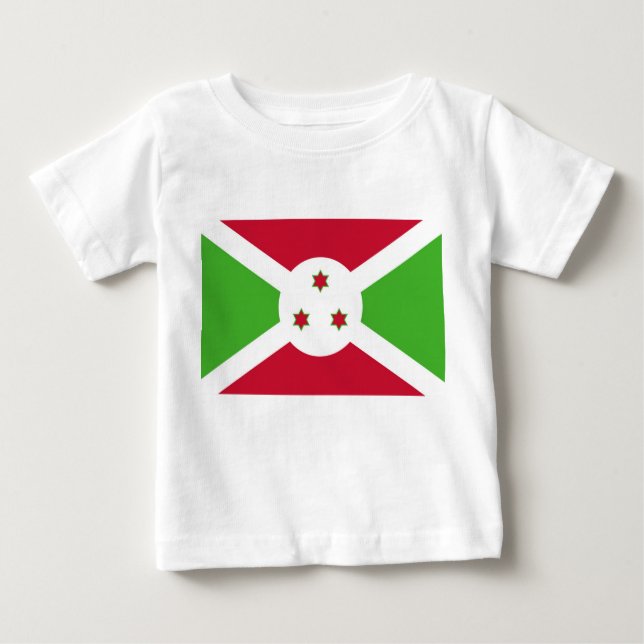 Camiseta Para Bebê Baby T-Shirt com Bandeira do Burundi (Frente)