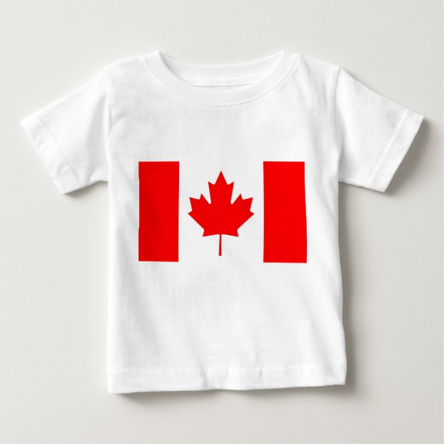 Camiseta Para Bebê Baby T-Shirt com bandeira do Canadá (Frente)