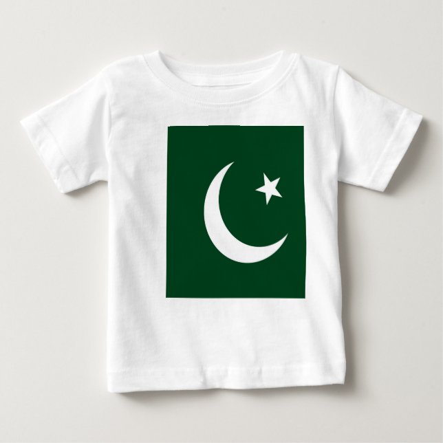 Camiseta Para Bebê Baby T-Shirt com Bandeira do Paquistão (Frente)