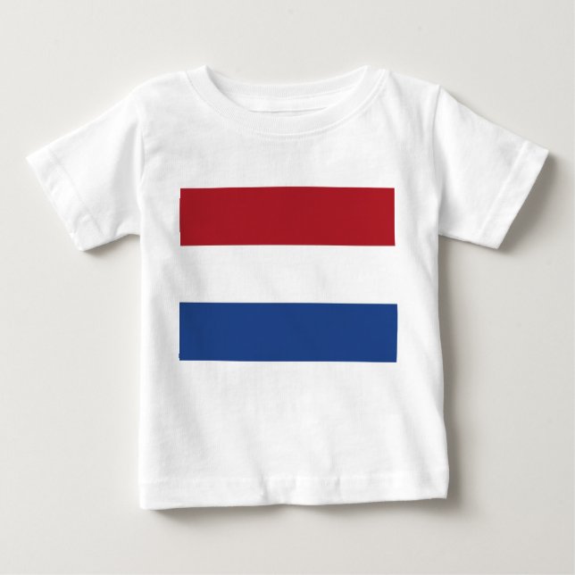 Camiseta Para Bebê Baby T-Shirt com bandeira dos Países Baixos (Frente)