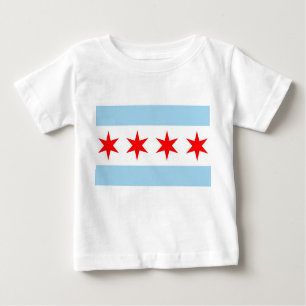 Camiseta Para Bebê Baby T Shirt com Flag de Chicago, Illinois