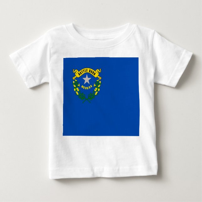 Camiseta Para Bebê Baby T Shirt com Flag de Nevada (Frente)