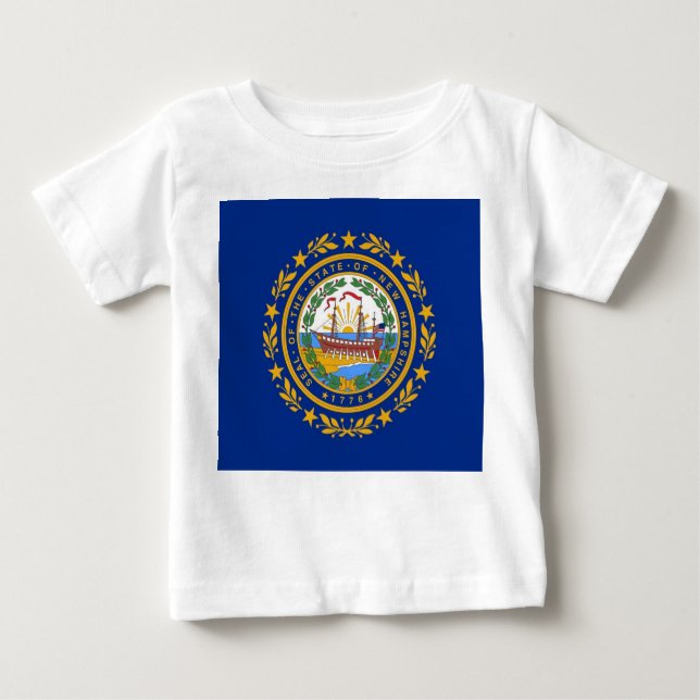 Camiseta Para Bebê Baby T Shirt com Flag de New Hampshire (Frente)