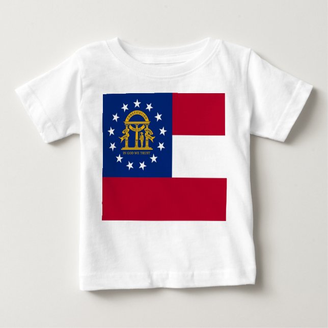 Camiseta Para Bebê Baby T Shirt com Flag of Georgia, EUA (Frente)
